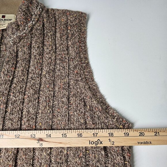 Woolrich Hickory Heather Vest Women's M Brown Wool Blend Full Zip Ribbed - Picture 3 of 11